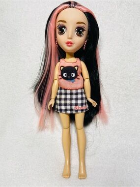 11” Be Kind Doll Modern Jointed Play Doll Pink Brown Hair Sanrio Chococat Outfit